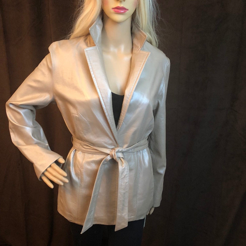Bernardo Collection Beige Luster Leather Jacket